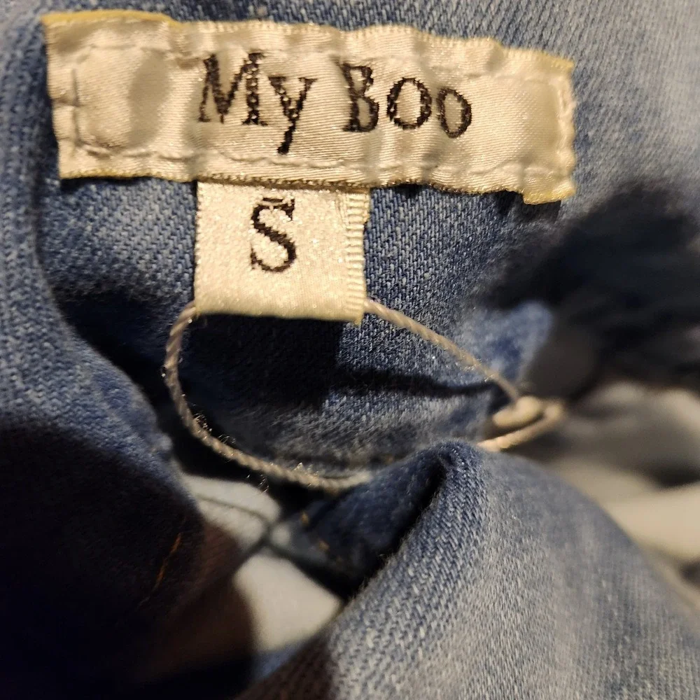 My Boo Brand Distressed High-Waisted Jeans with Tie Belt Size Small Cargo Pocket - Picture 9 of 9